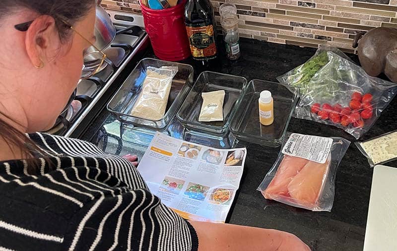 Emily Cooking The Parmesan-Crusted Chicken with Lemon-Basil Orzo Salad