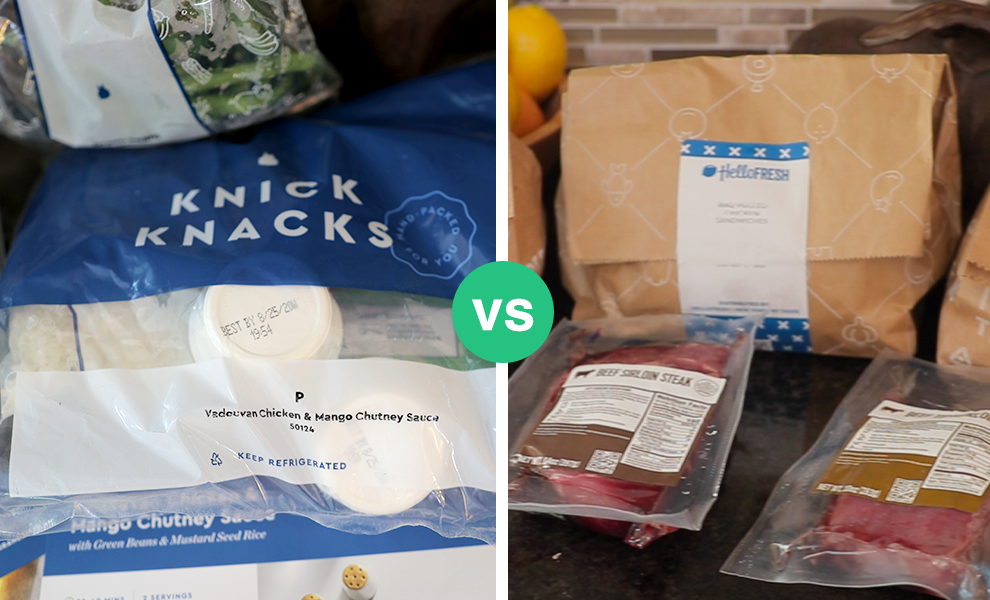 Blue Apron (Left) vs. HelloFresh (Right) Ingredient Packaging