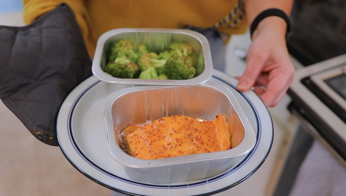 Tovala Apricot Glazed Trout With Creamy Caesar Broccoli Fresh Out The Oven