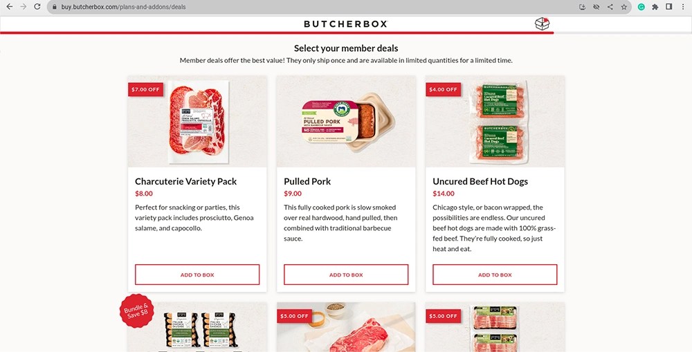 Selecting ButcherBox Member Deals